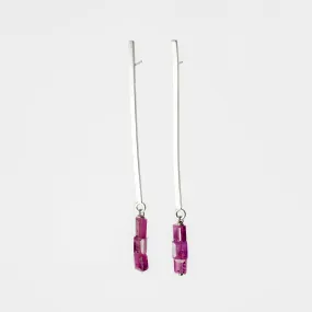NEW! Rectangular Ruby on Sterling Silver Earrings by Rina Young