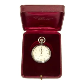 Original German WWII Luftwaffe Flight School Breslau-Gandau Marked Stop Watch by Junghans with Case - Fully Functional