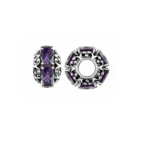 Oxidised Silver & Amethyst Charm S383A