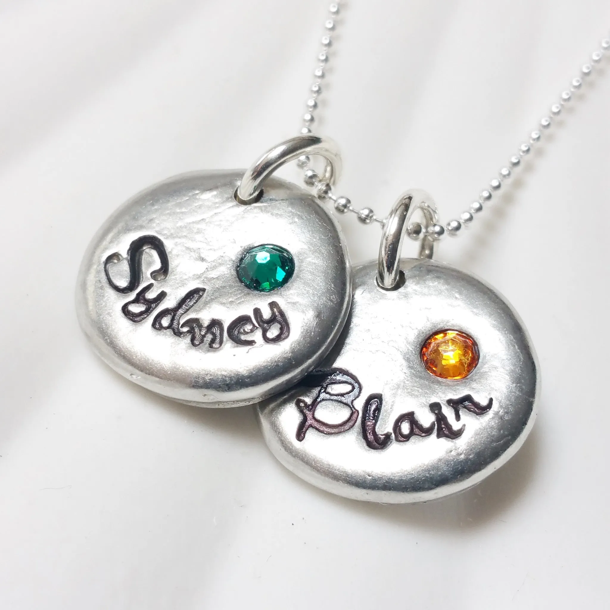 Pebble Name Neckace | Birthstone Mother's Necklace