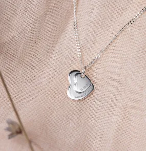 Personalised Sterling Silver Double Heart Pendant