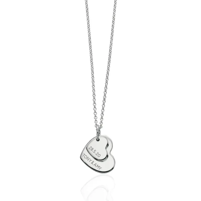 Personalised Sterling Silver Double Heart Pendant