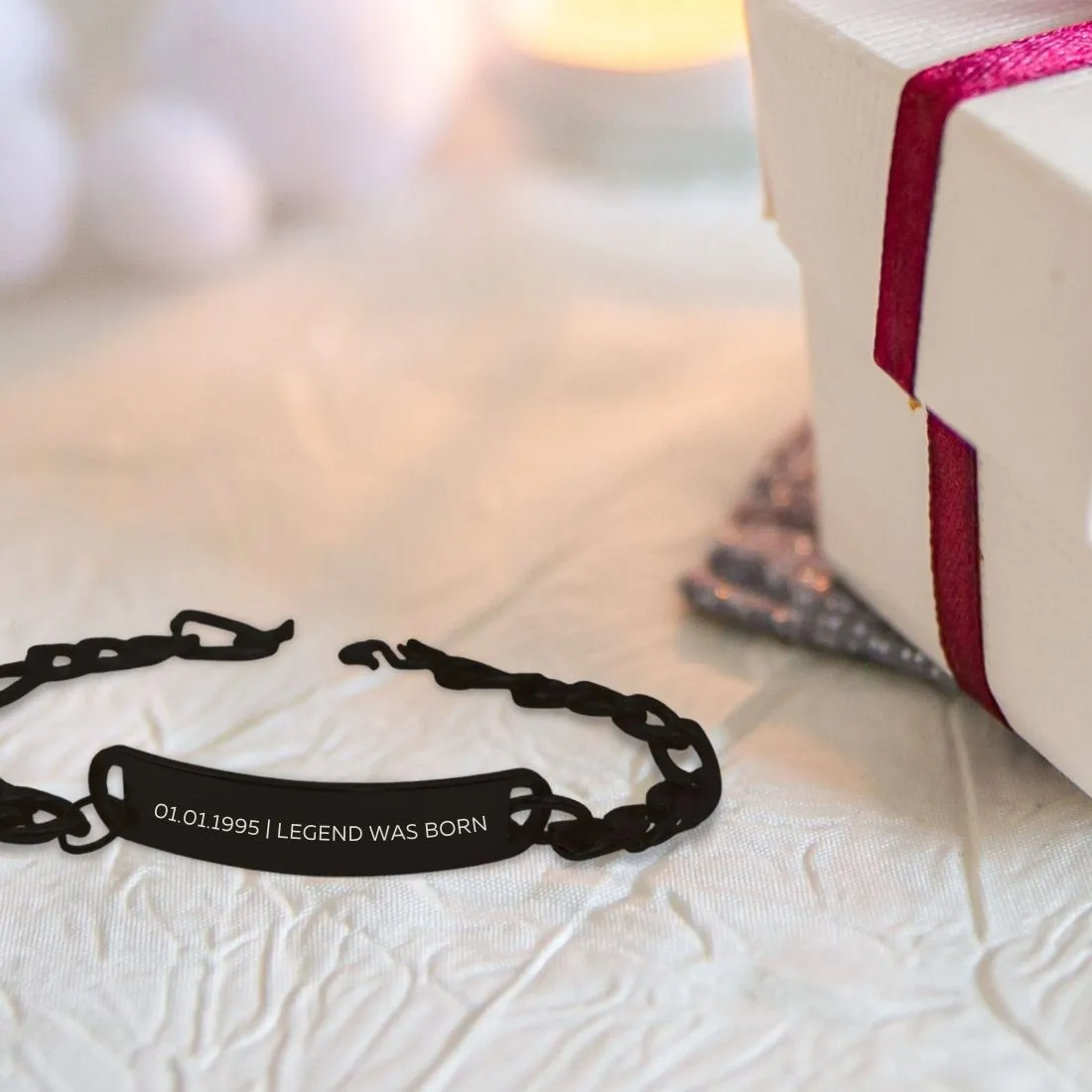 Personalized Bracelet for Men Stylist Custom Jewellery - Black Rhodium/Gold Plated - Add Date