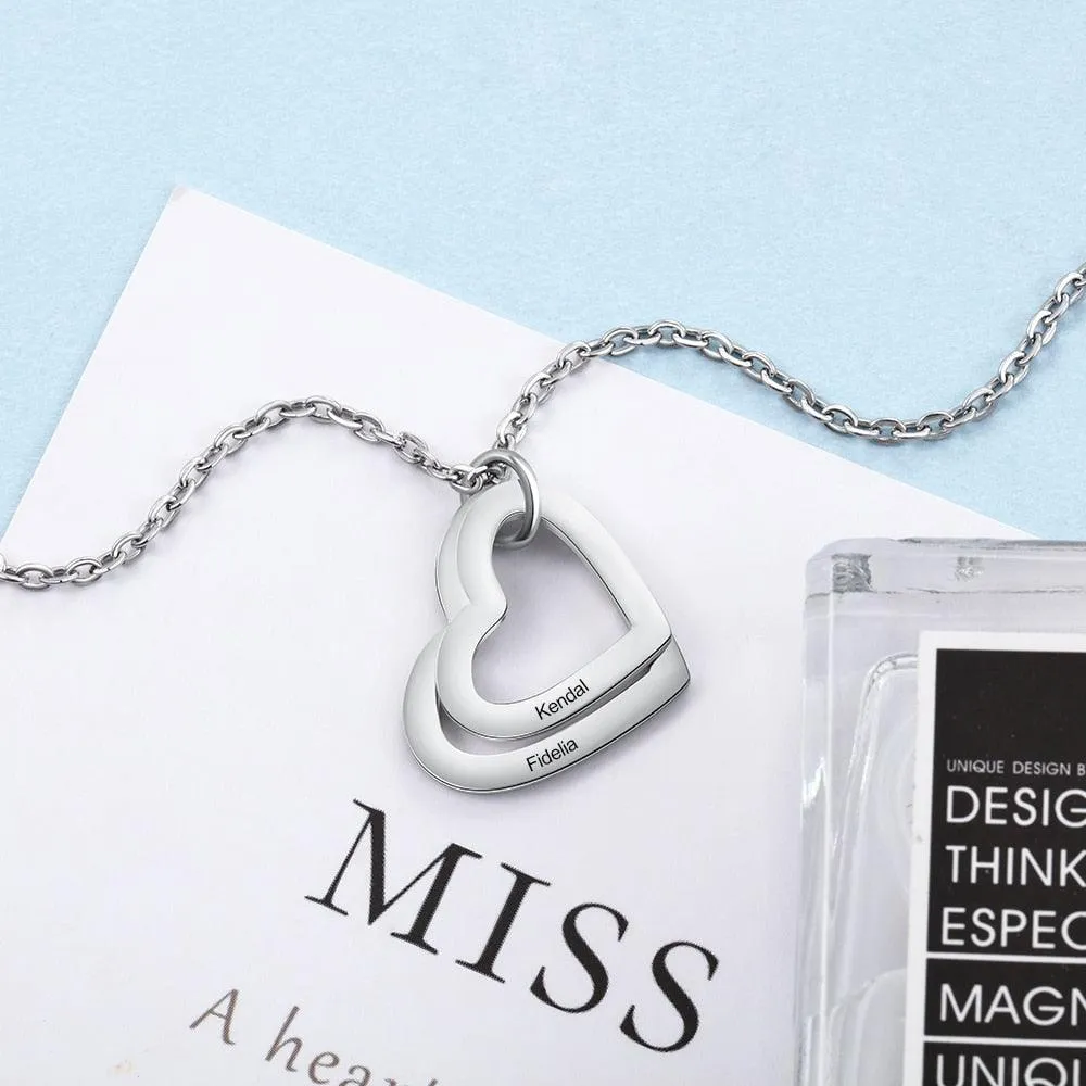 Personalized Necklace With Custom 2 Names Engraved