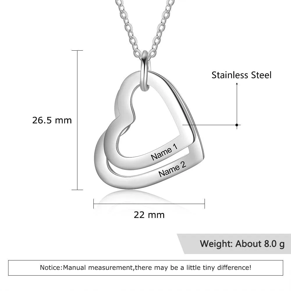 Personalized Necklace With Custom 2 Names Engraved