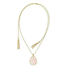 Pink Floral Print Tear Necklace