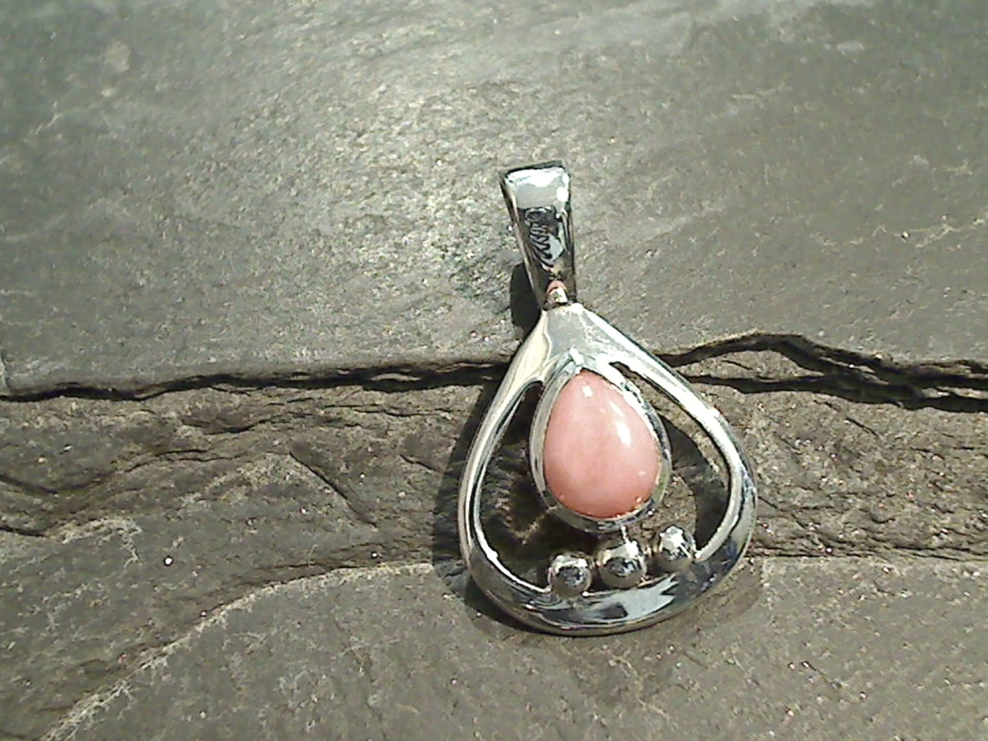 Pink Opal, Sterling Silver Small Pendant