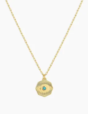 Power Birthstone Coin Necklace (December), Turquoise