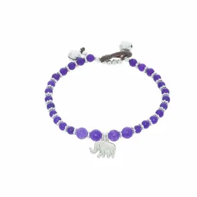 Purple Amethyst Beads and Silver Bells Bracelet