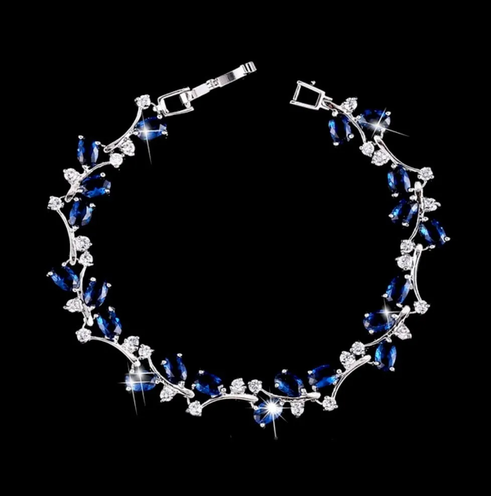 "Krista" - Cubic Zirconia Vine Bridal Bracelet - More colors available