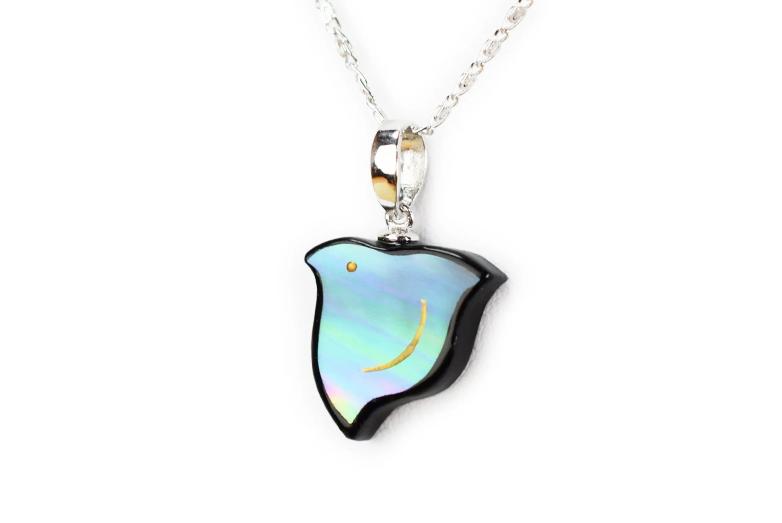 Raden Pendant Necklace -Plover / Medium Size-, Japanese Lacquer Jewelry, Kyoto Jewelry