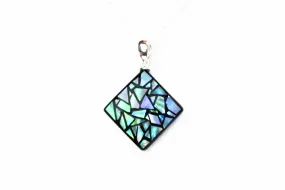 Raden Pendant Necklace - Stained Glass Style / Green Color / Medium Size-, Japanese Lacquer Jewelry, Kyoto Jewelry