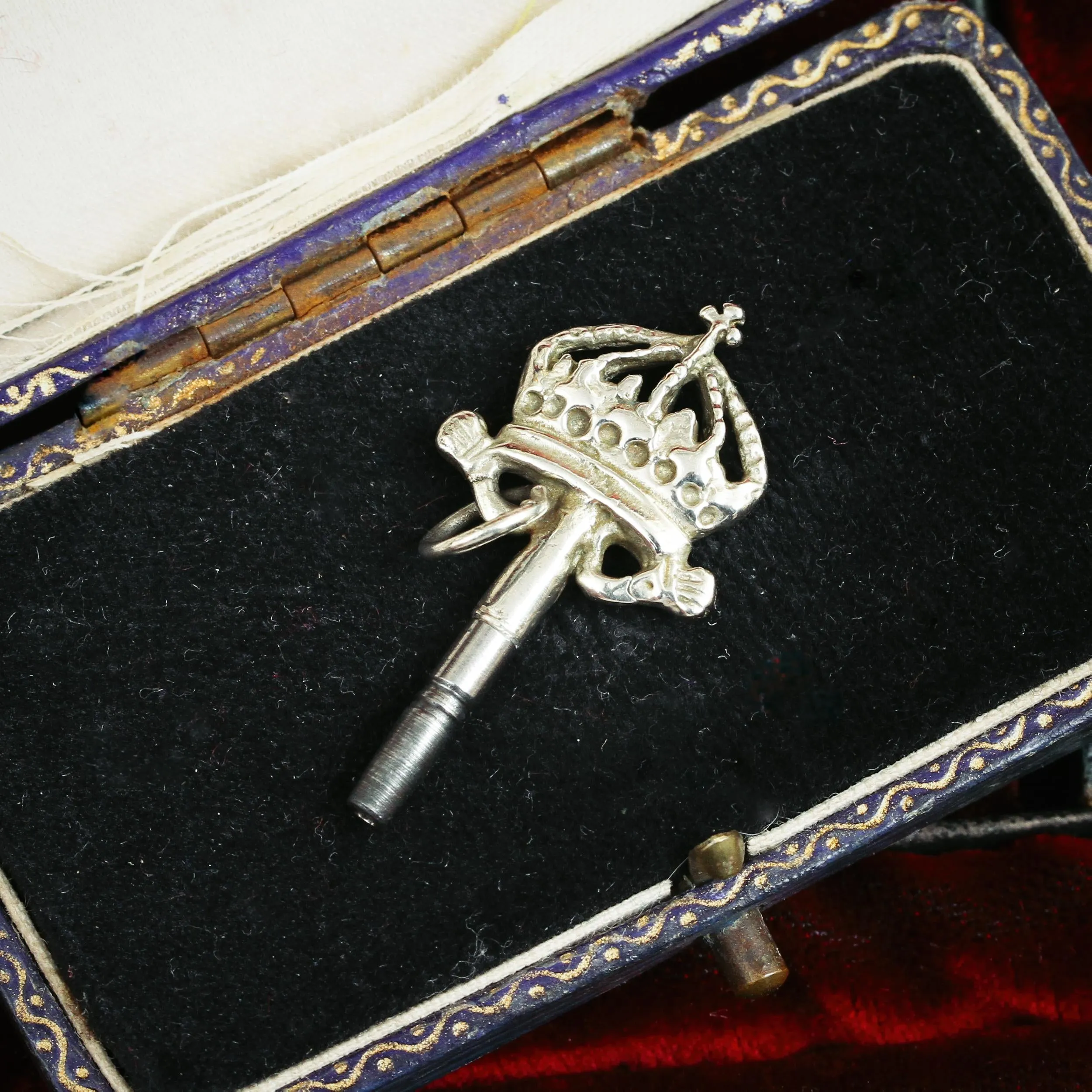 Rare Antique Georgian Crown Topped Fob Watch Key
