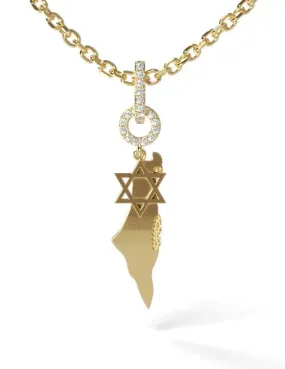 RD x PK Large Map Israel Necklace with Star of David
