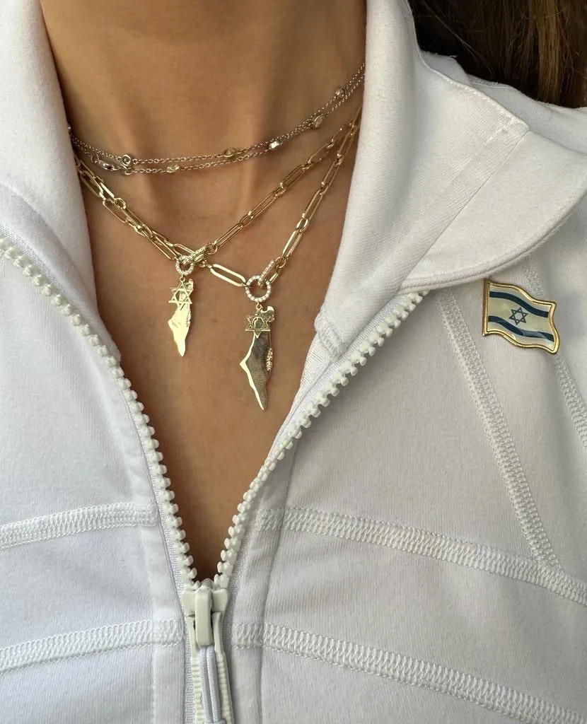 RD x PK Large Map Israel Necklace with Star of David