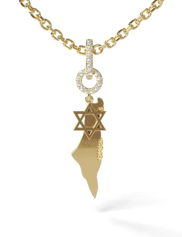 RD x PK Large Map Israel Necklace with Star of David