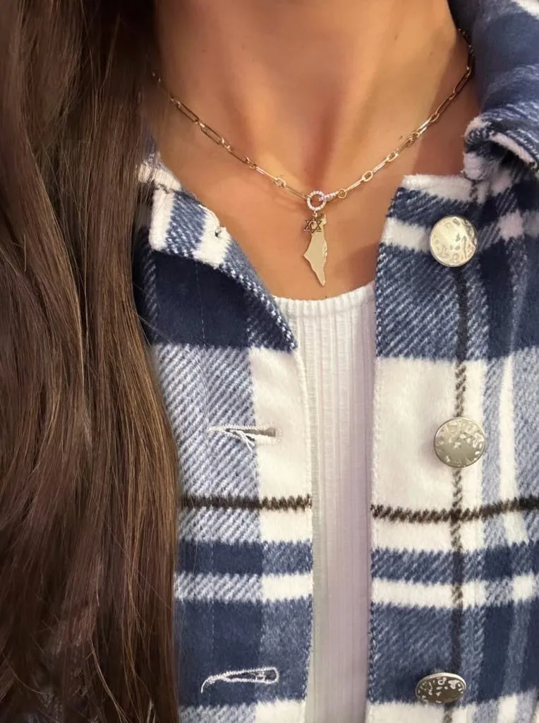 RD x PK Large Map Israel Necklace with Star of David