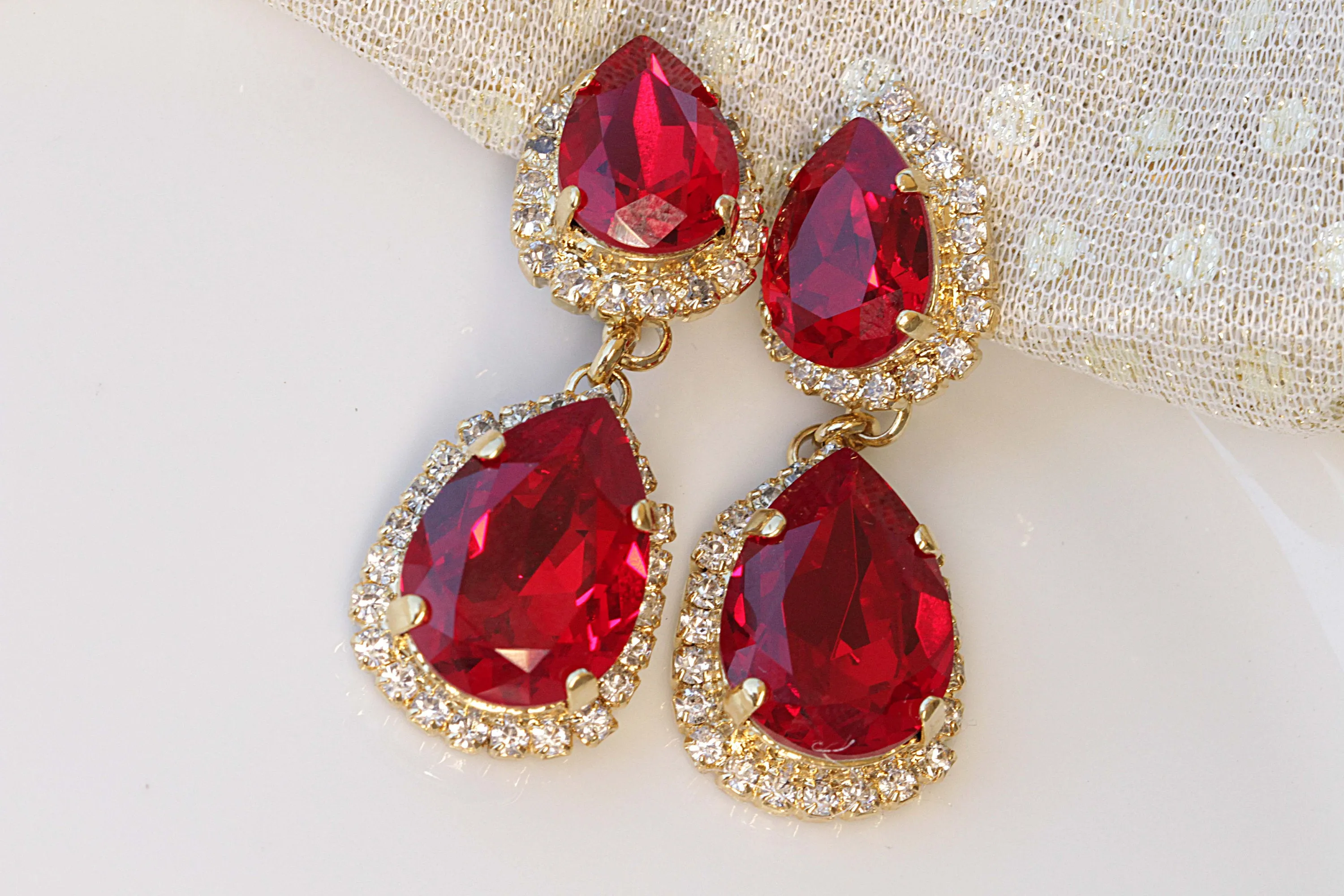 RED Chandelier Earring
