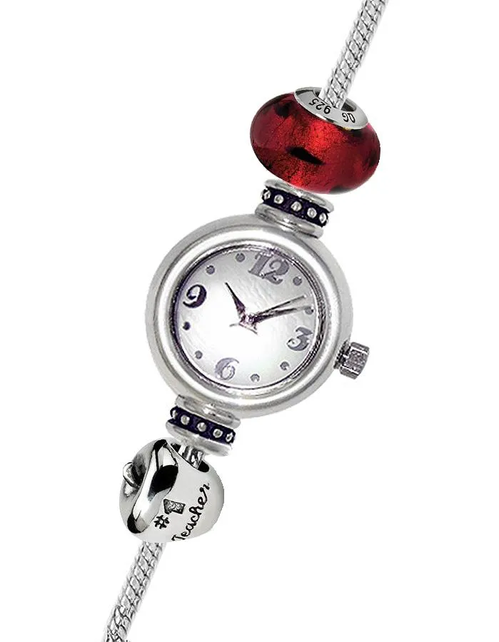 Reflection Beads Sterling Silver Watch - #1 Teach Set - Mother of Pearl Dial
