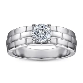 Round Zircon Watch Chain Silver Ring