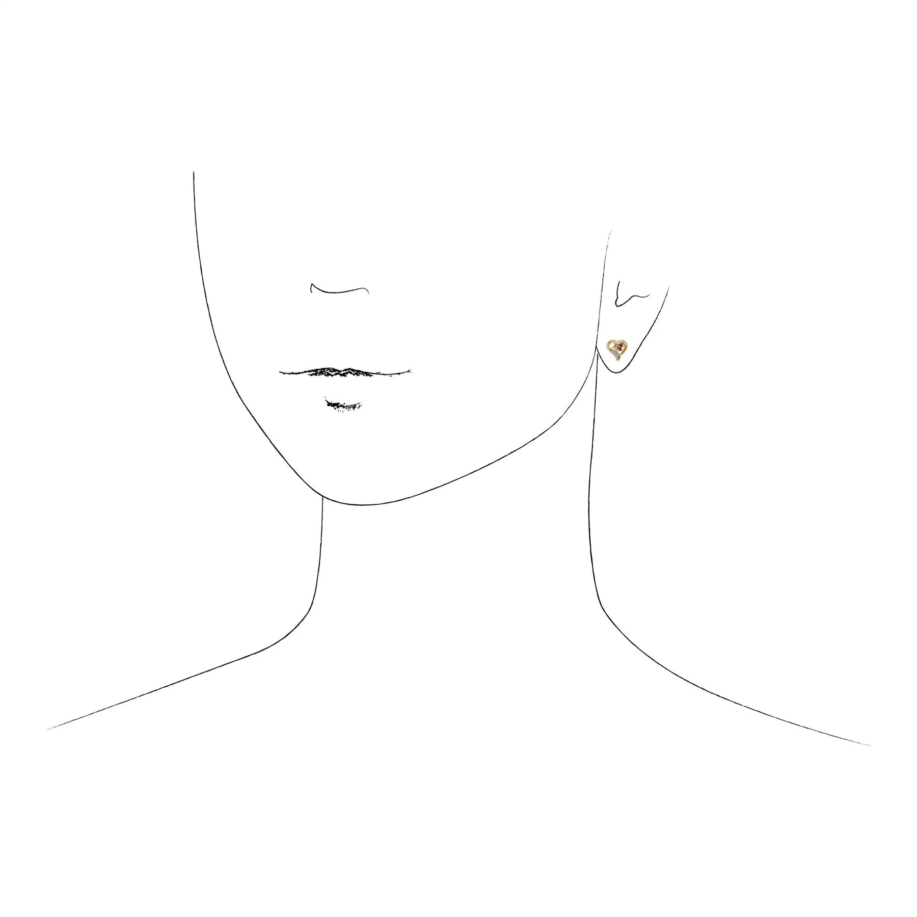 Rubin & Diamant Herz Ohrstecker in 9ct Gelb Gold