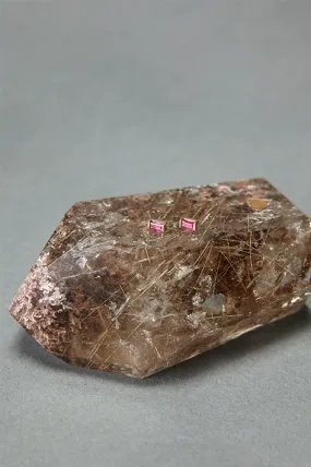 Ruby Baguette Studs