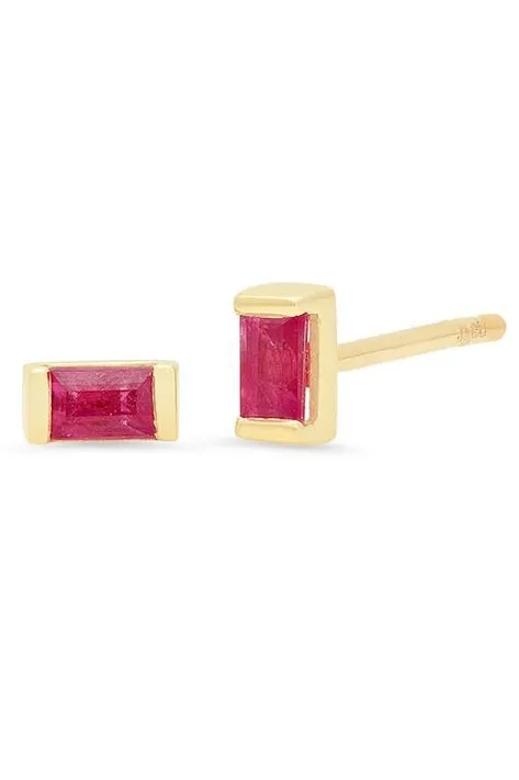 Ruby Baguette Studs