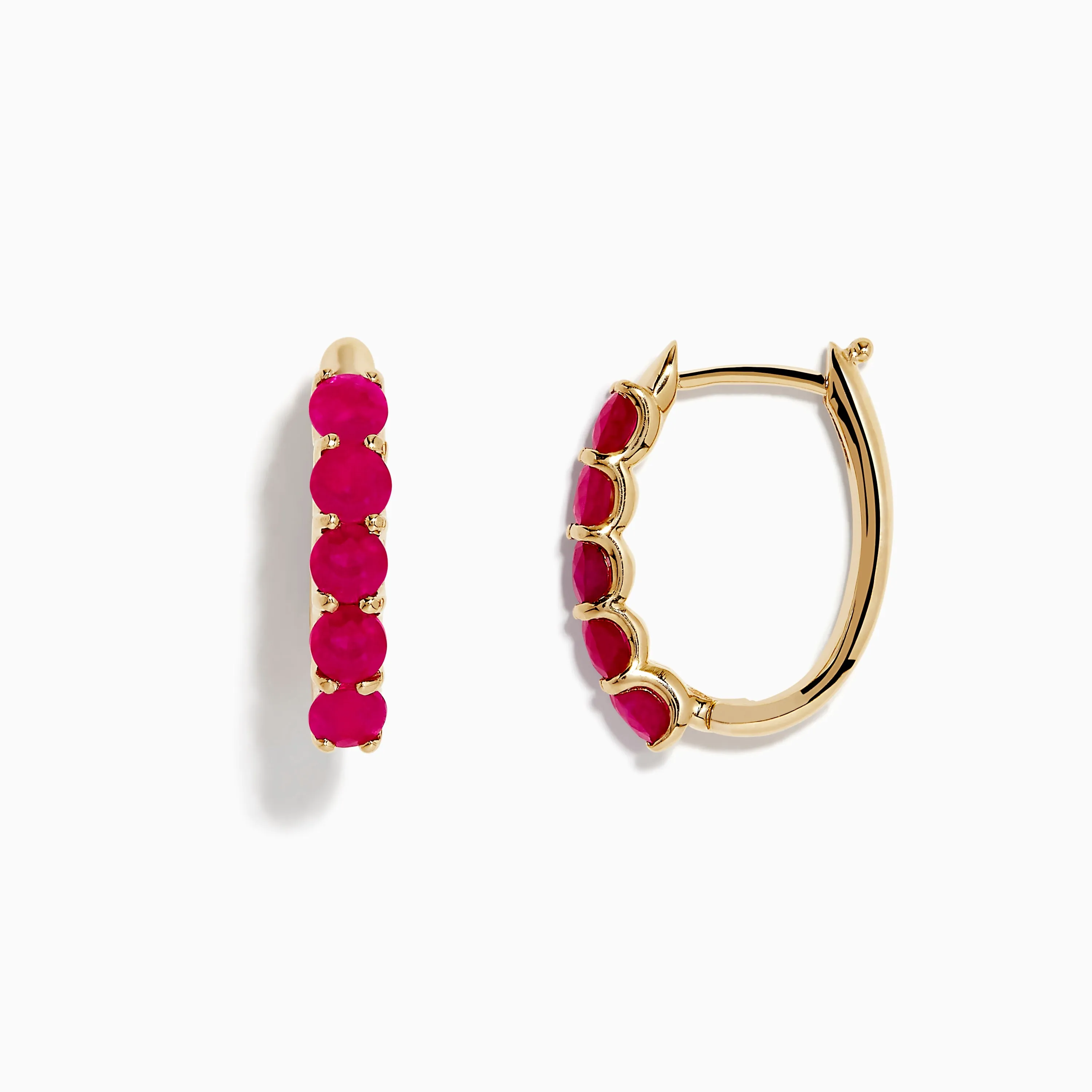 Ruby Royale 14K Yellow Gold Ruby 3/4" Hoop Earrings