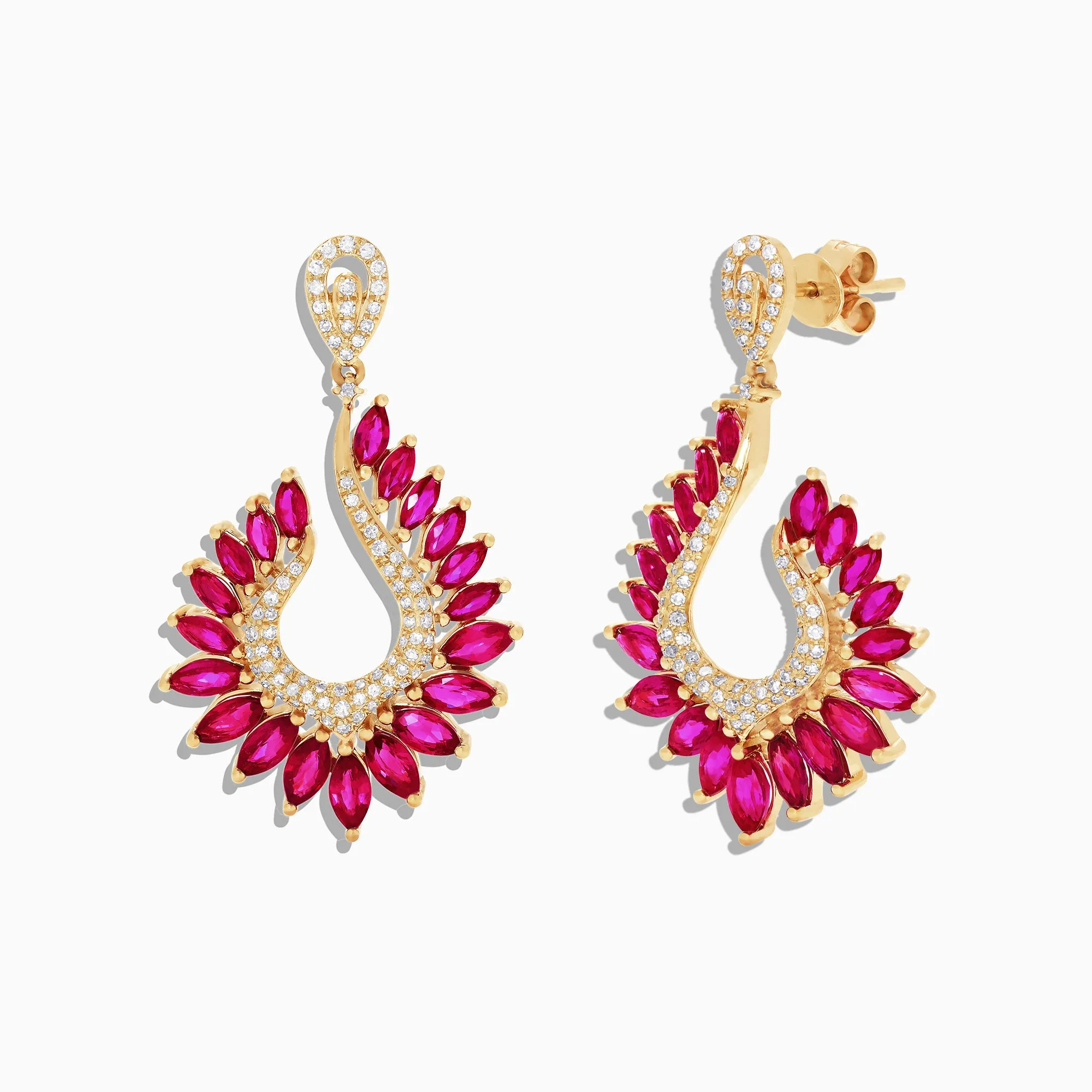 Ruby Royale 14K Yellow Gold Ruby and Diamond Earrings, 6.95 TCW