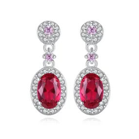Ruby Simulant Silver Earrings