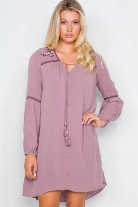 Ruby Violette Floral Embroidery Boho Dress