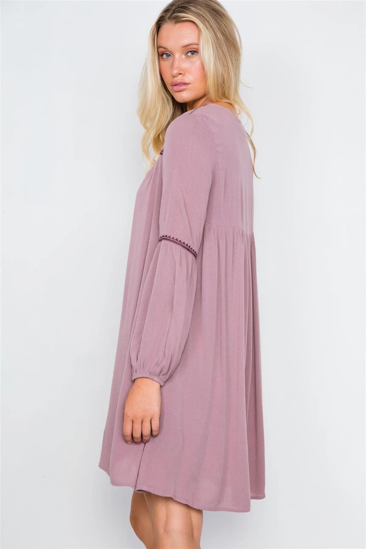 Ruby Violette Floral Embroidery Boho Dress