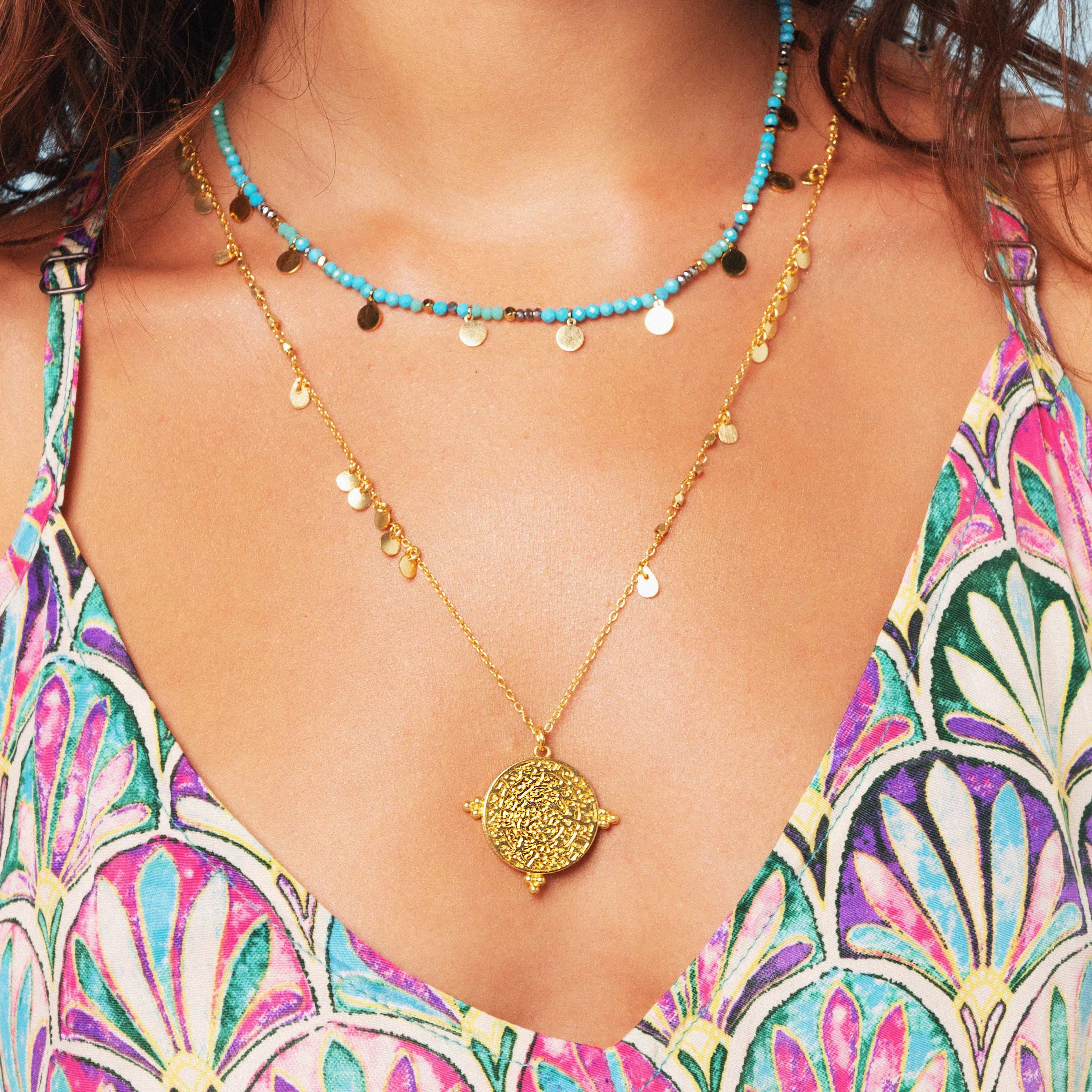 Santorini Long Gold Necklace