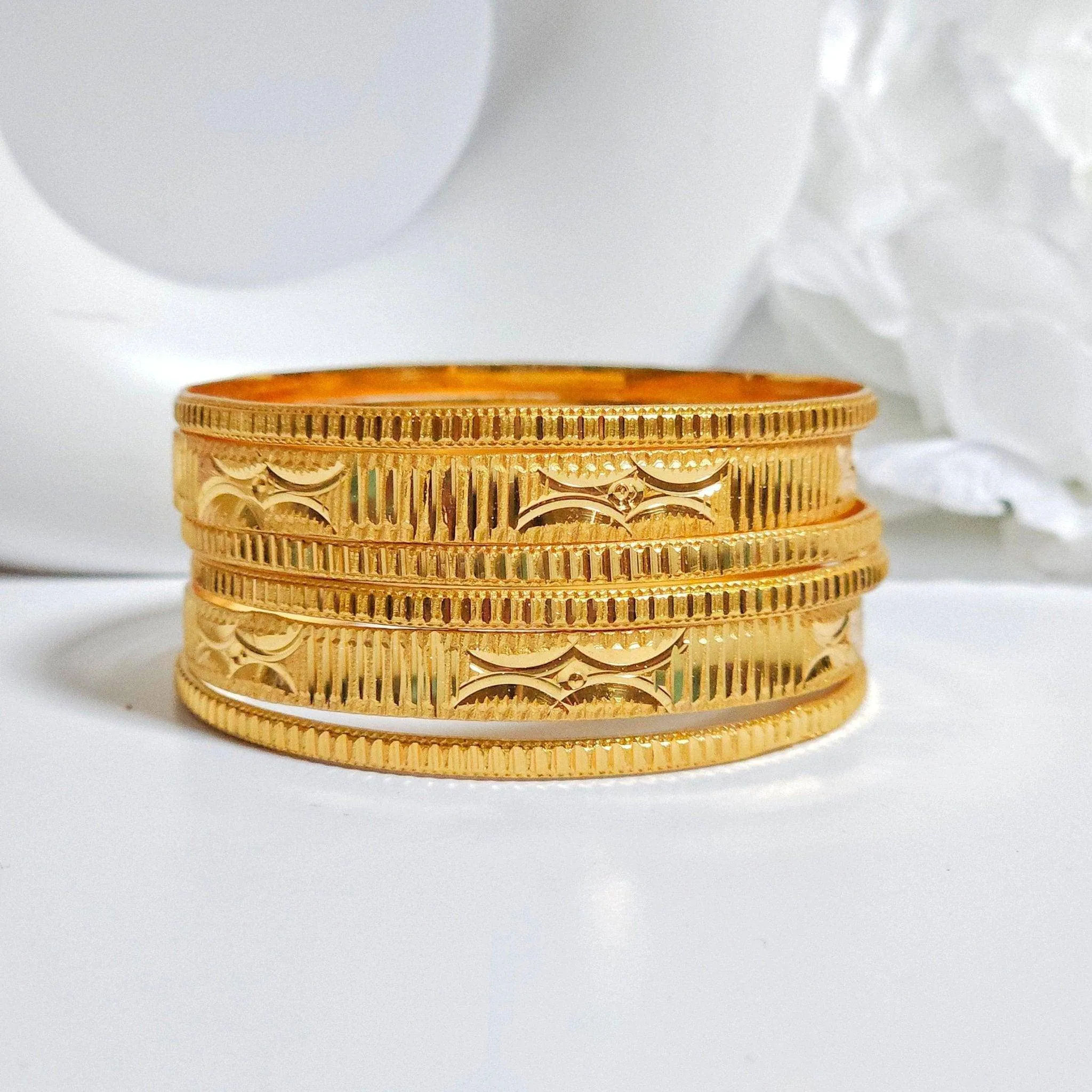 Set of 6 Gold Plated Indian Bangles