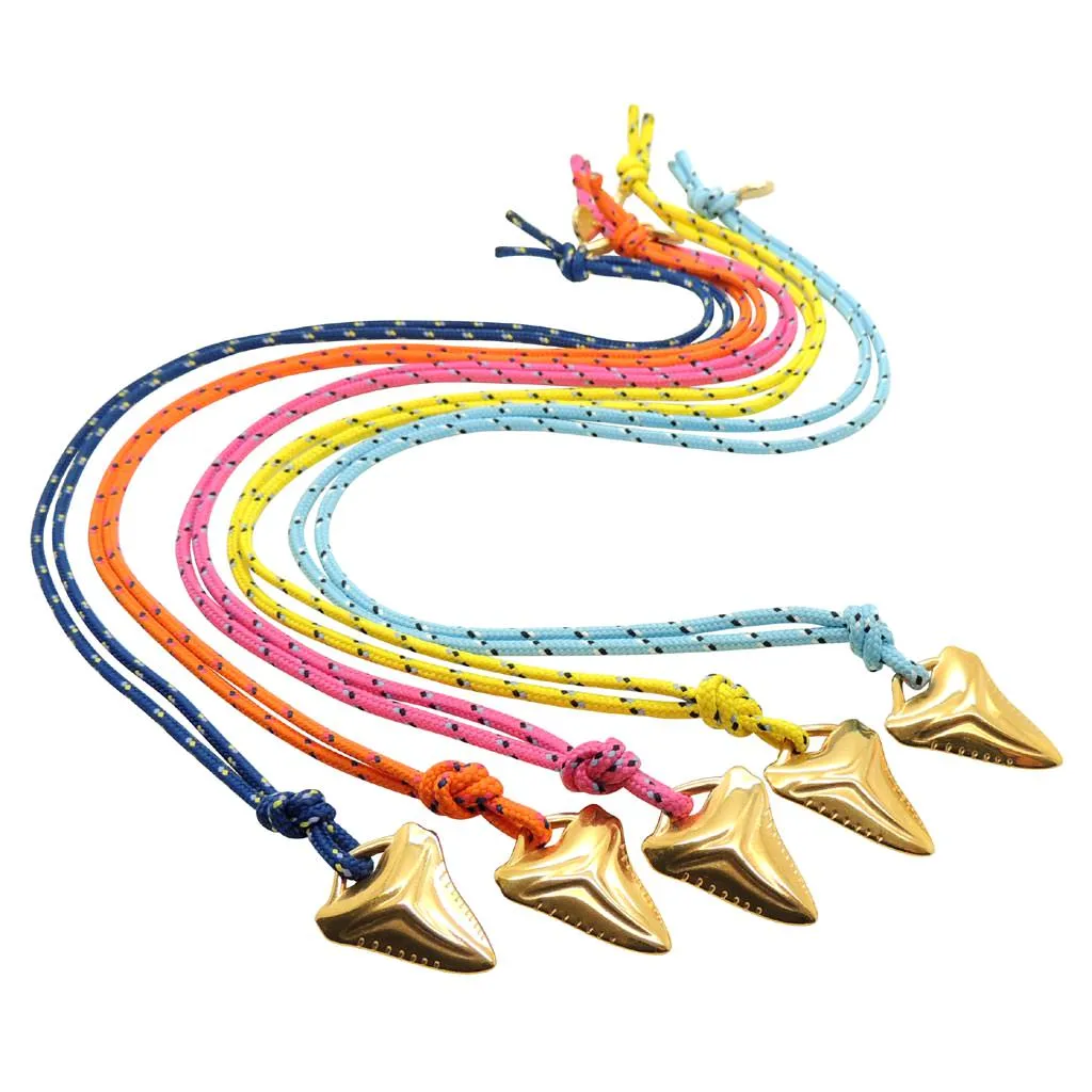 Shark Tooth Charm Nautical Cord Necklace