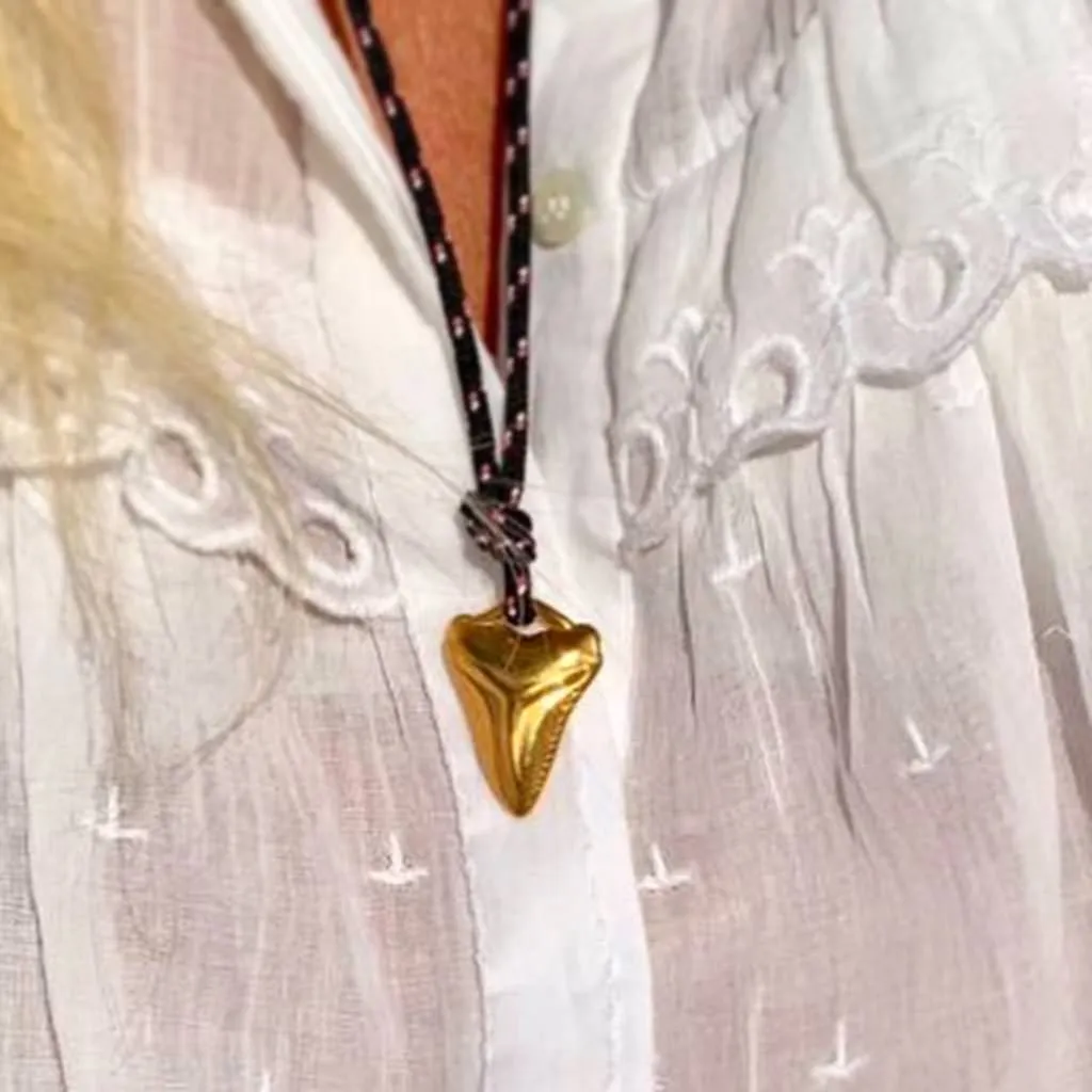 Shark Tooth Charm Nautical Cord Necklace