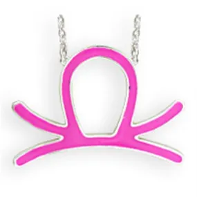 Silver Brass Chain Pendant with Epoxy in Rose for Women Style SNK01PINK