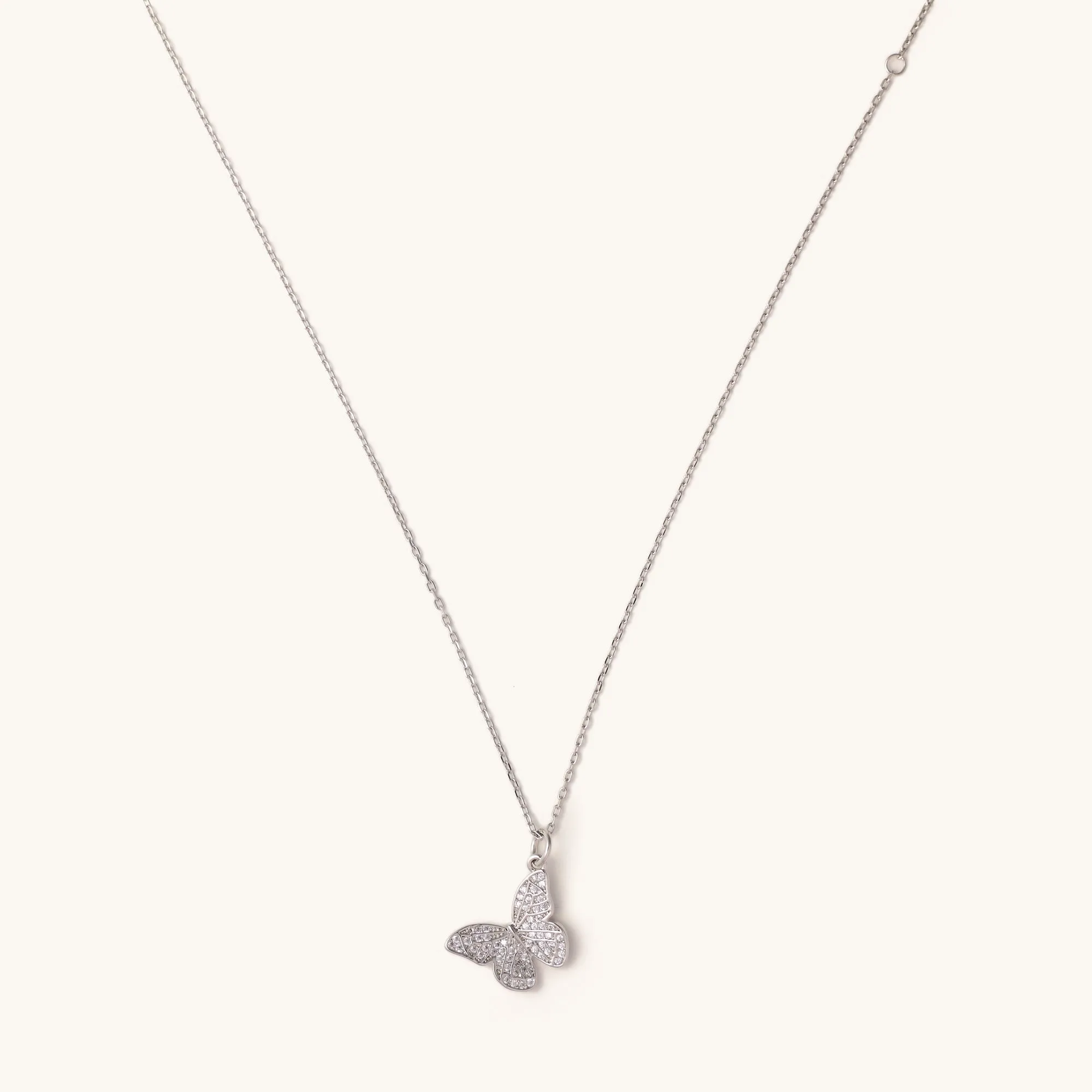 Silver Crystal Butterfly Adjustable Necklace