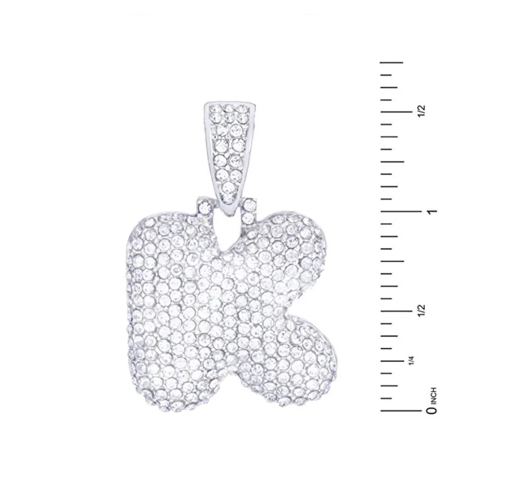 Silver Custom Name Bubble Letter Necklace Diamond Twist Chain Rope Hip Hop Jewelry Letter Pendant