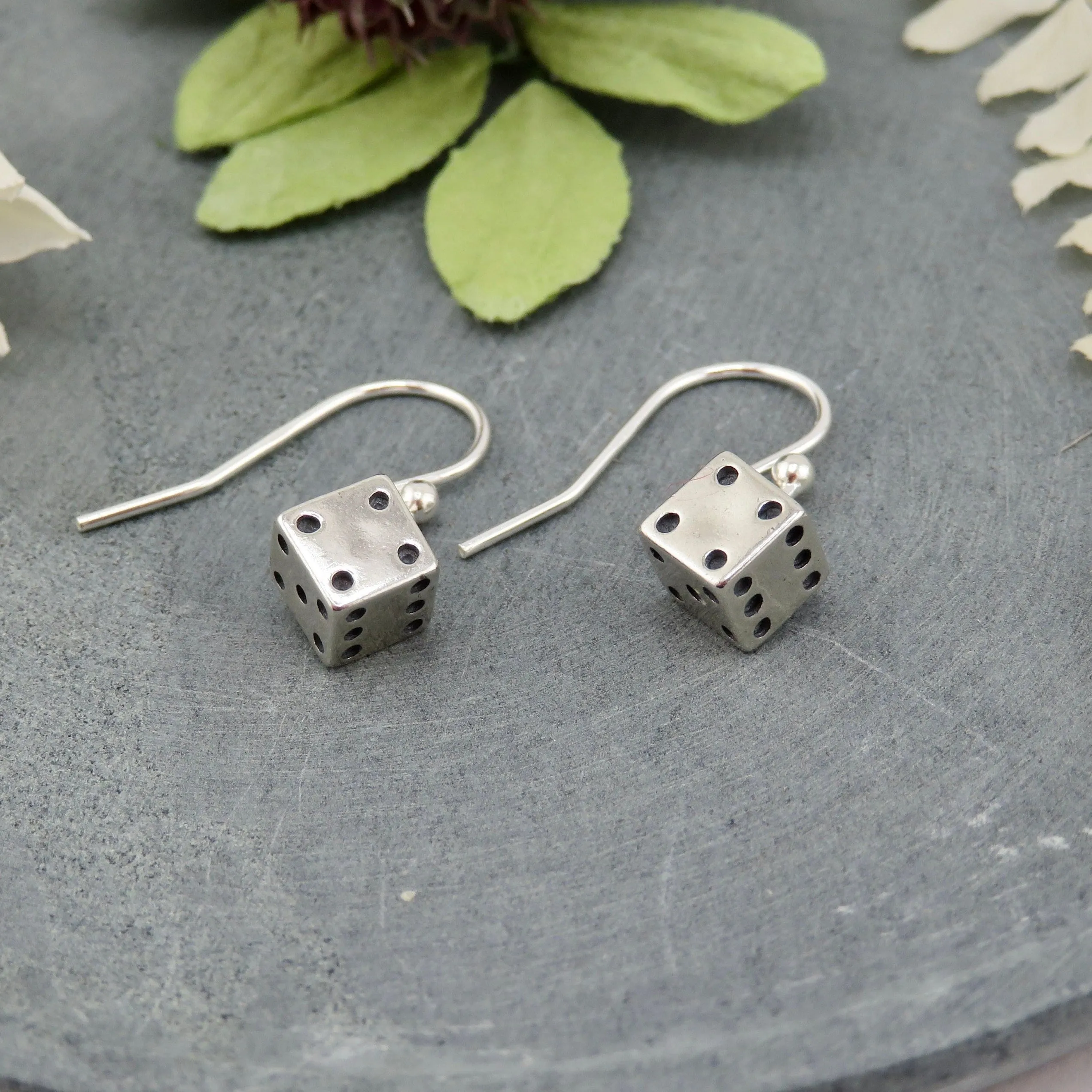 Silver Dice Earrings