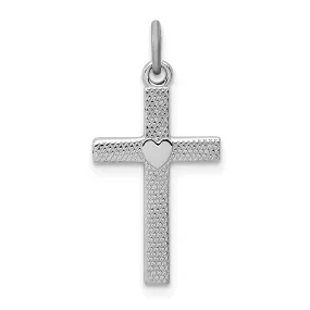 Silver Texture Heart Design Latin Cross Pendant