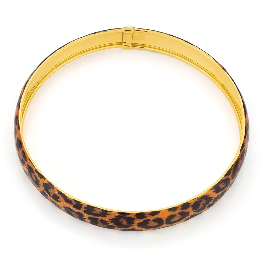 Silverfilled 9ct Yellow Gold Leopard Bangle 9ss