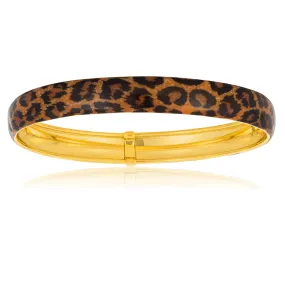 Silverfilled 9ct Yellow Gold Leopard Bangle 9ss