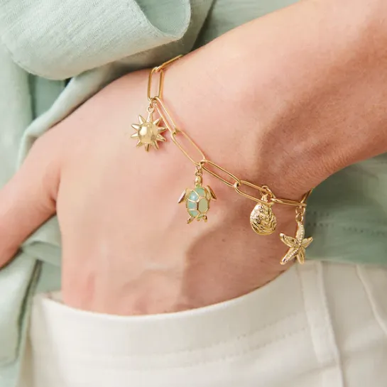 Spartina 449 Seashore Charm Bracelet 7.5" Gold