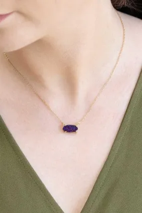 Stainless Steel Marquise Druzy Necklace