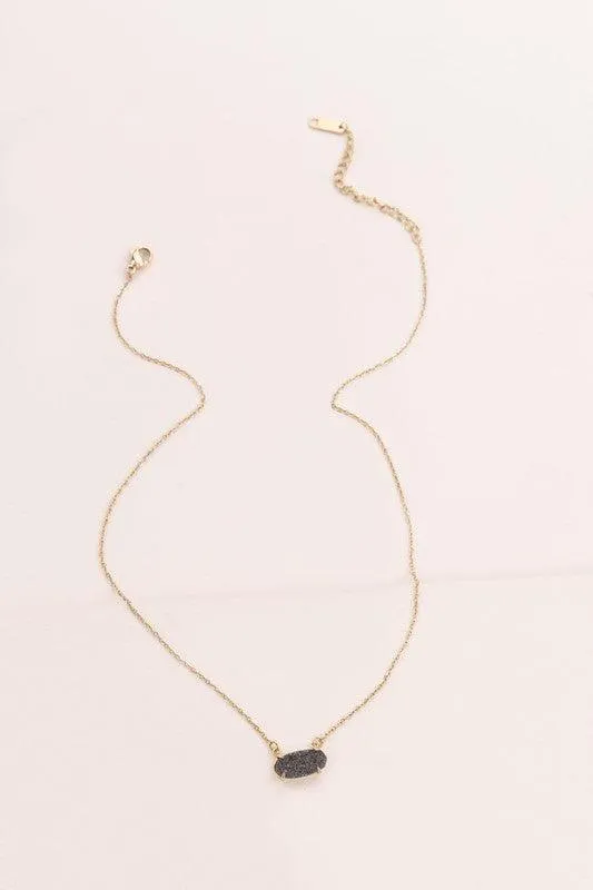 Stainless Steel Marquise Druzy Necklace