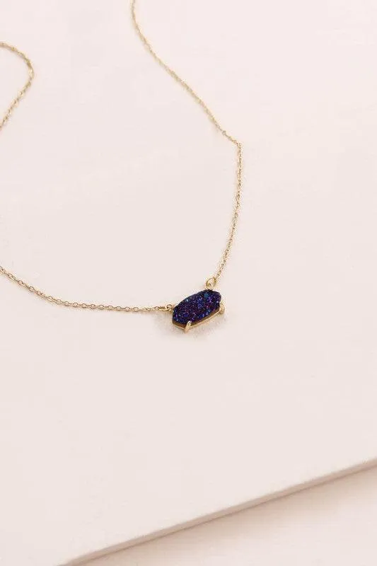 Stainless Steel Marquise Druzy Necklace