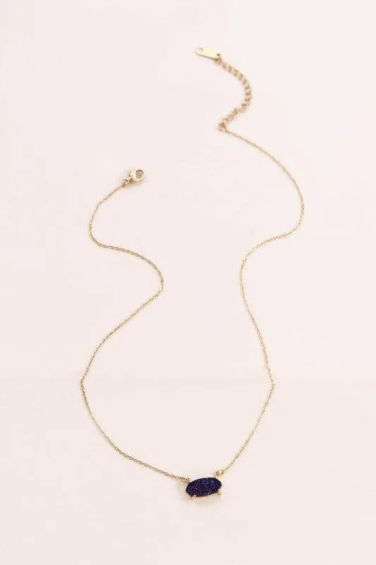 Stainless Steel Marquise Druzy Necklace