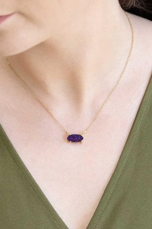 Stainless Steel Marquise Druzy Necklace