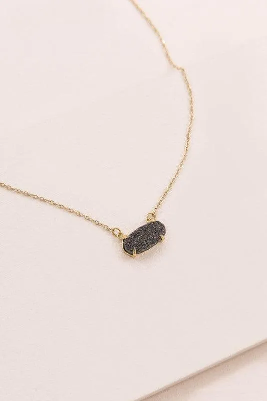 Stainless Steel Marquise Druzy Necklace